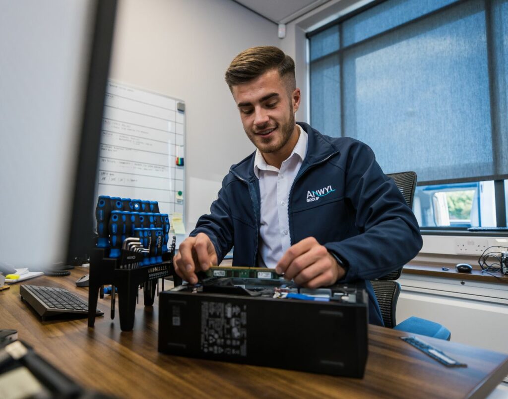 IT Apprentice working on a computer