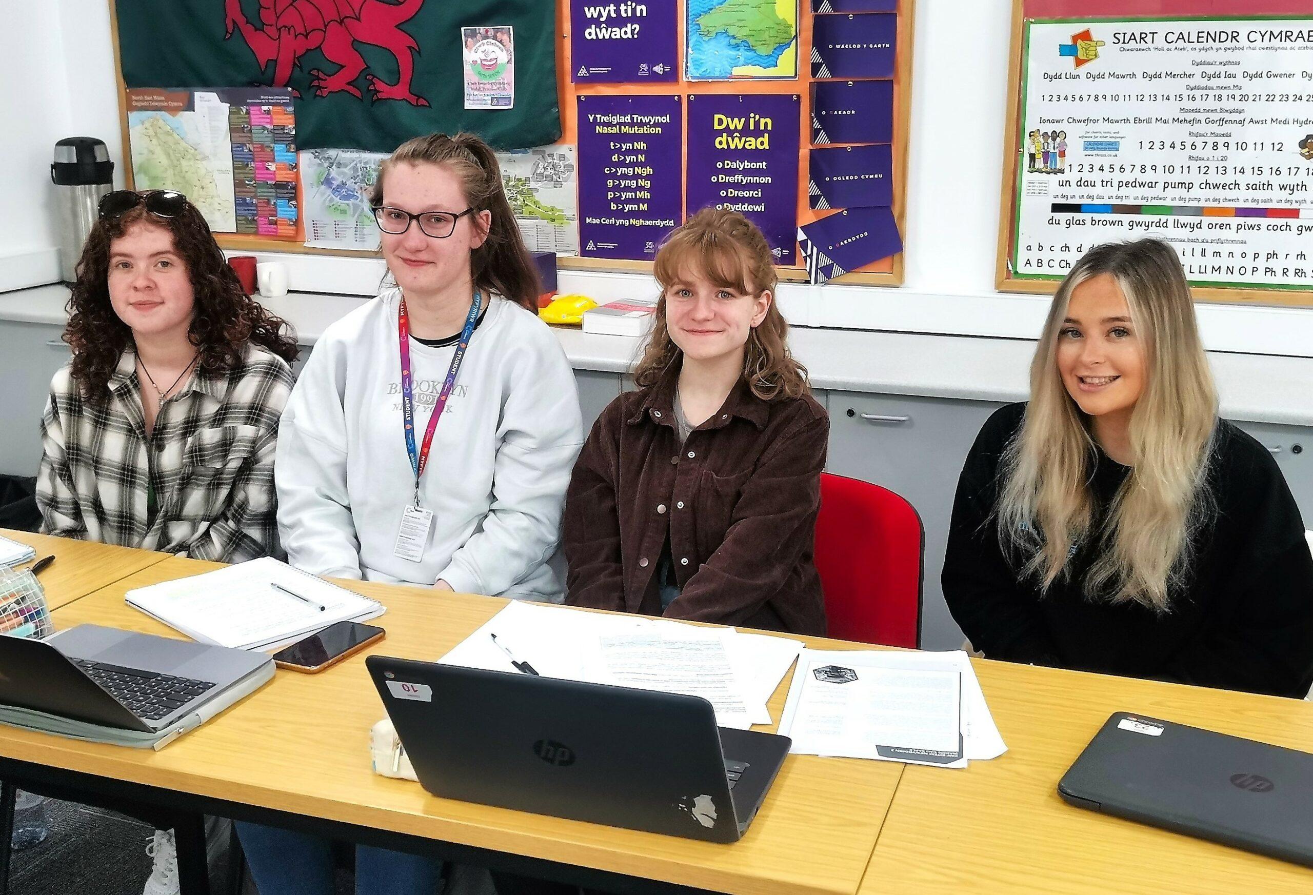 COLEG CAMBRIA learners Mirain Gwyn, Lisa Fanson, Elin Roberts and Abbie ...