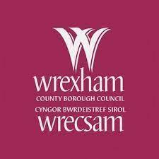 Wrexham County Borough Council logo with a red background