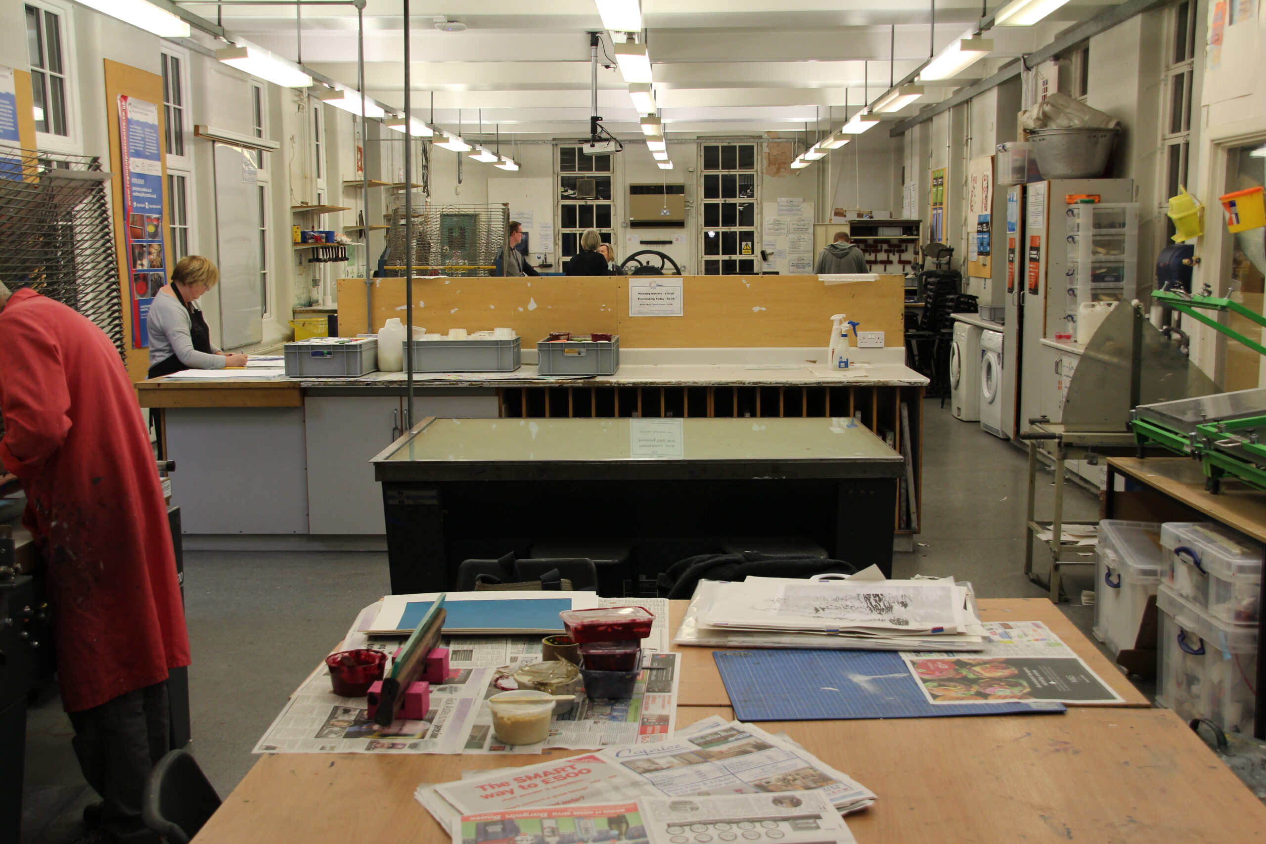 a shot of the Regional Print Centre with people working