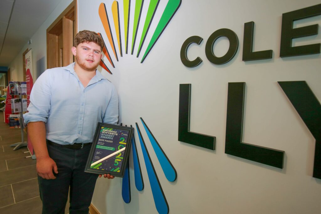 Award winning learner Rhys Pinder for news story 'Our £10M agriculture innovation centre launched with a prestigious prizegiving for our land-based learners'