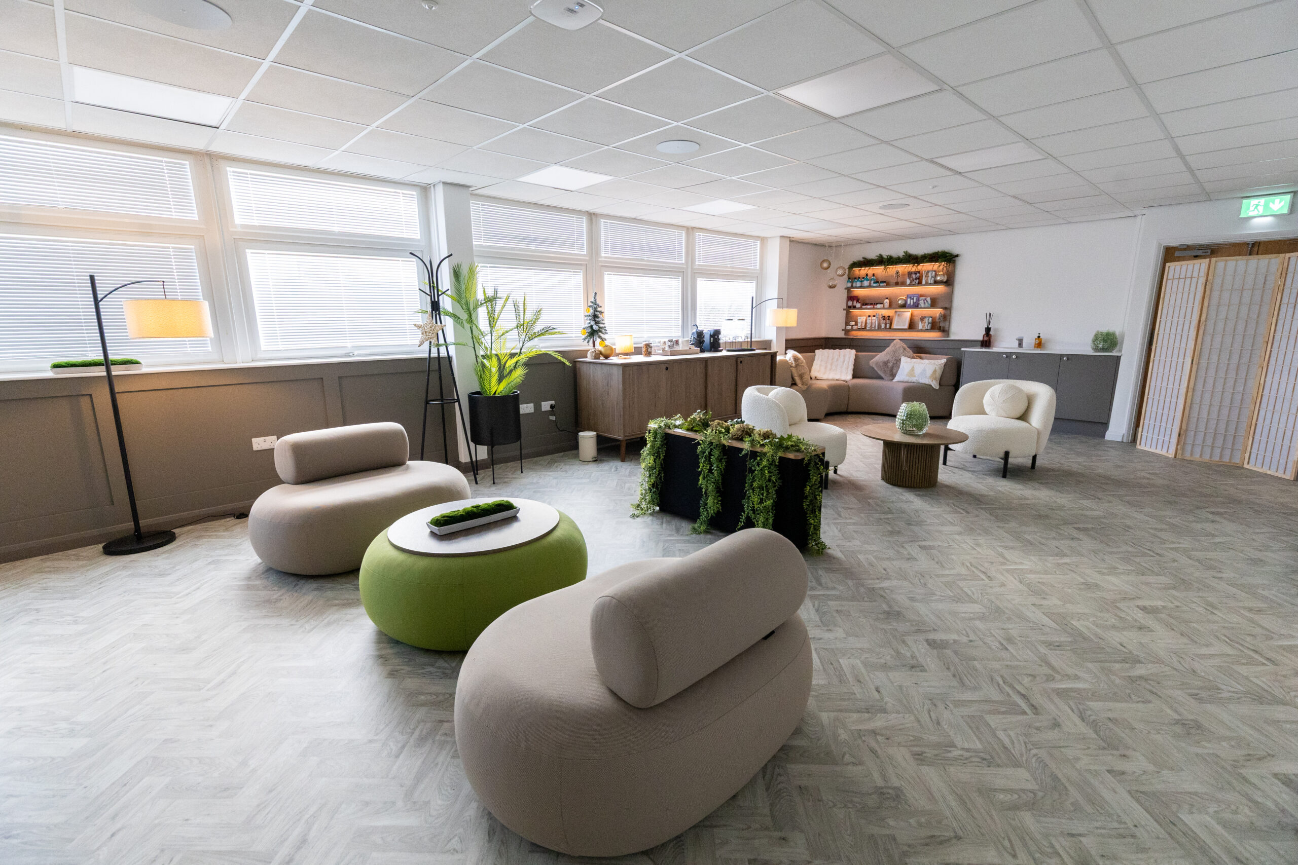 a shot of the empty reception area with chairs