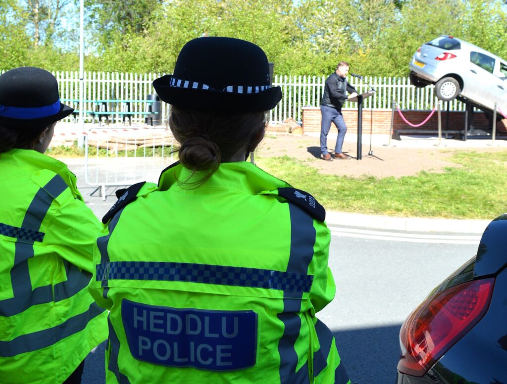 A DRAMATIC car crash sculpture has become the powerful centrepiece of Coleg Cambria’s new Arrive and Alive road safety campaign