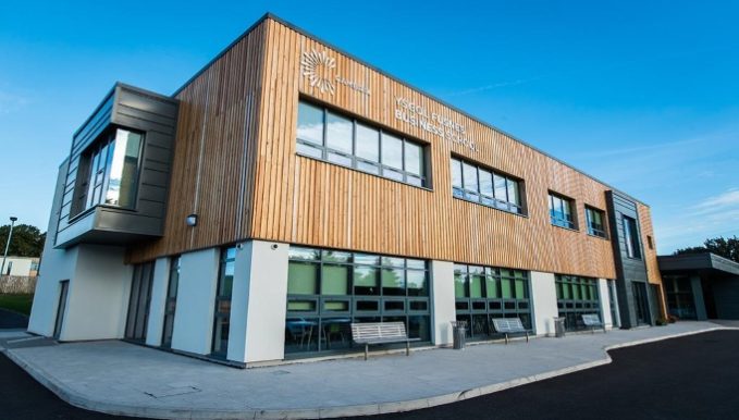 A view of the Cambria Business School in Northop from outside