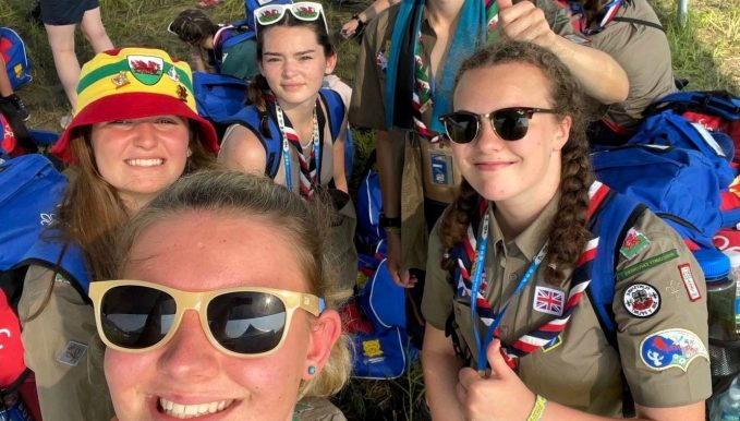 group of scouts taking a selfie
