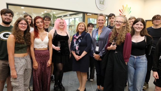 Welsh Education Secretary Lynne Neagle joined students celebrating outstanding A Level results at Coleg Cambria Yale